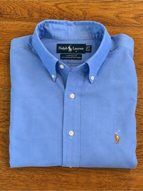 Ralph Lauren Yarmouth Blue Pinpoint Oxford Shirt 15.5 32 Button Down